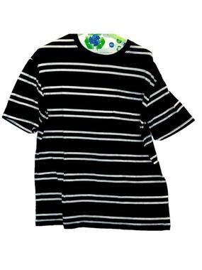 ThereAbouts Tee Shirt, SZ XL 18-20 Husky, Black/White with Pocket on Front (T4)